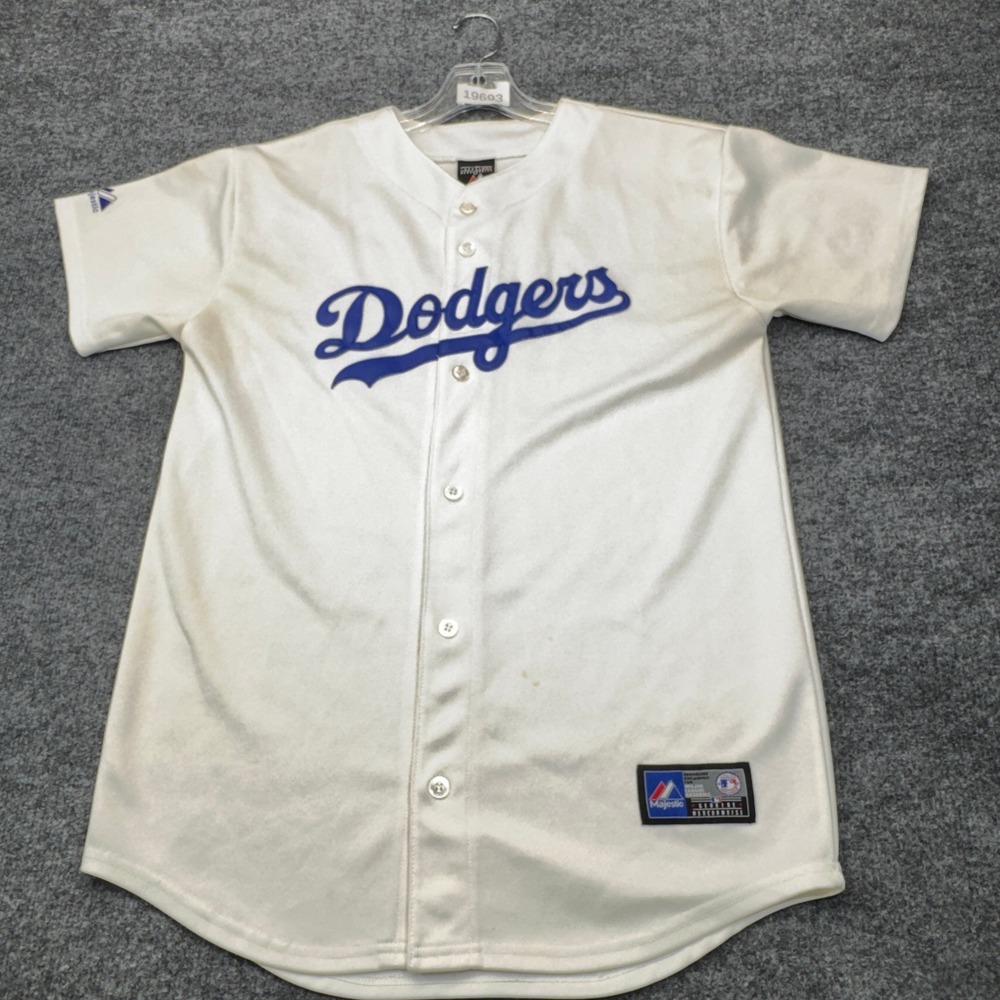 Los Angeles Dodgers Jersey Boys XL Blue MLB Baseball Button Front Majestic Youth